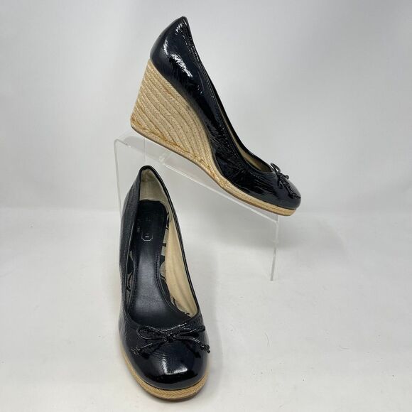 Coach Ireland Patent Leather Espadrille Wedge Comfortable Career Business - Picture 1 of 11